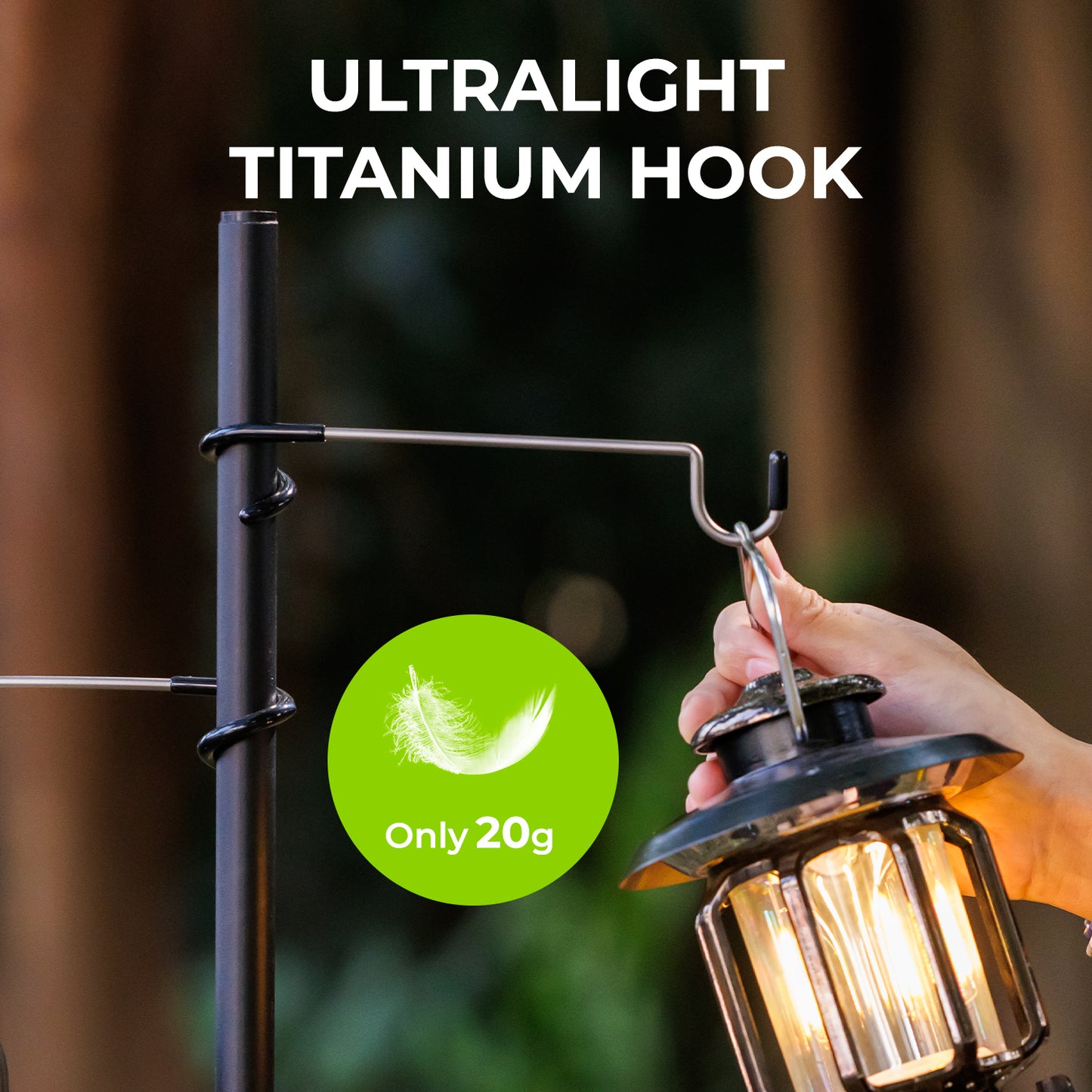NexTerk Titanium Lantern Hooks, 20g Ultralight, Capacity, Rust-Resistant Hangers for Camping & Outdoor Use