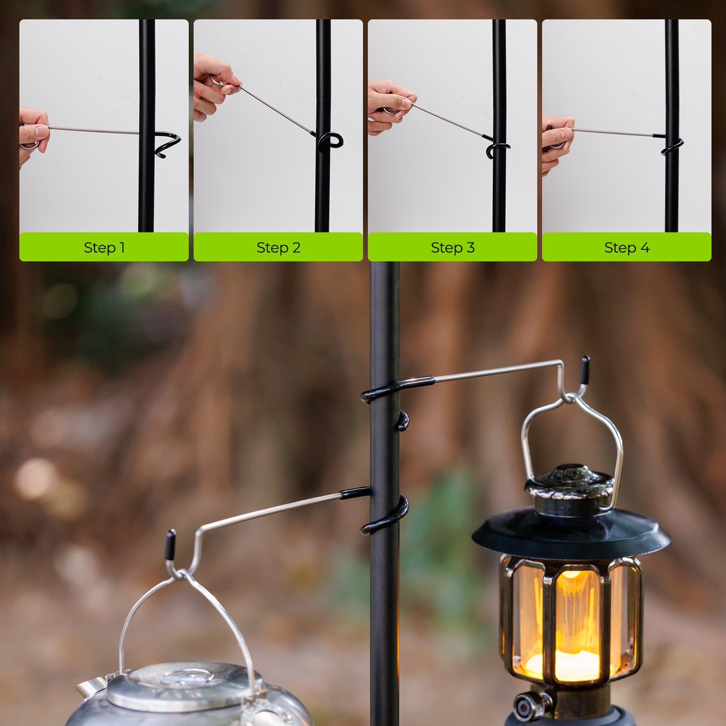 NexTerk Titanium Lantern Hooks, 20g Ultralight, Capacity, Rust-Resistant Hangers for Camping & Outdoor Use