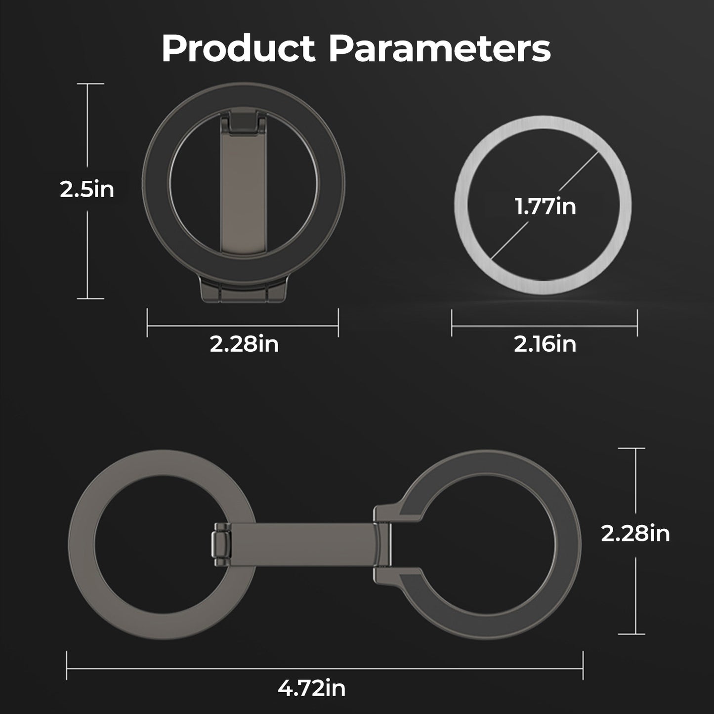 Magnetic Suction & Folding Full-Angle Mobile Phone Holder with Double-Sided Magnetic Bracket
