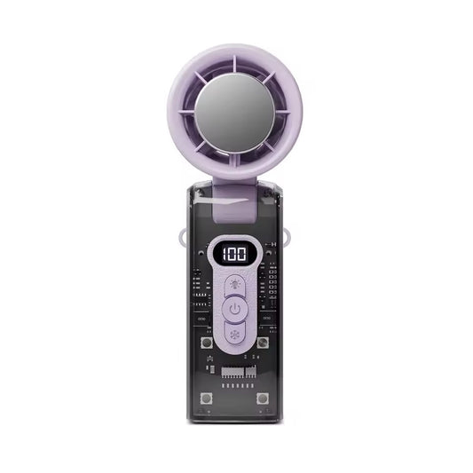 Foldable Mini Cooling Fan – Rechargeable with LED Screen-Purple