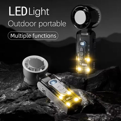 Foldable Mini Cooling Fan – Rechargeable with LED Screen-White